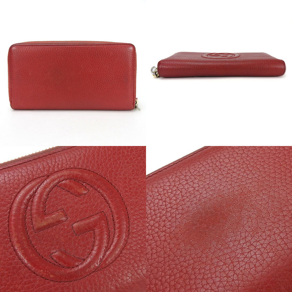Gucci GUCCI Interlocking GG Red Zip Around Wallet Leather Long Wallet 308004 - Picture 3 of 10